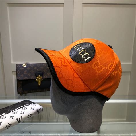 gucci off the grid baseball hat orange|Leather baseball hat in purple and orange .